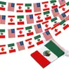 EUA, Canadá, México Copa do Mundo 2026 Bandeirinhas de Corda, Suprimentos de Festa em Poliéster, Bandeiras Decorativas Penduradas, Placas de Bandeira, Bandeiras Personalizadas