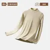 Ropa interior térmica cálida de cuello medio de rong para mujer, con terciopelo grueso, para invierno y otoño, calefacción, ajuste ceñido, capa base, top capa base
