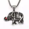 Pingente Masculino de Elefante em Aço Titânio com Diamante Moda Retro Europeia e Americana Hip Hop Animal Auspicioso Pingente de Personalidade