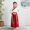 Traje infantil Hanfu Guoxue Performance Clothing para meninos e meninas alunos do ensino fundamental Três caracteres Sutra Writing Ceremony Performance Clothing