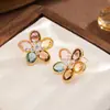 Pendientes de Flor de Vidriera con Zirconia y Aguja S925 Nala Pendientes Exquisitos Pendientes de Nicho de Gama Alta para Mujer