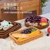 Cesta de fruta tejida de imitación de ratán tejida a mano cesta de almacenamiento de snacks para supermercado marco para frutas y verduras cesta de pan bandeja rectangular