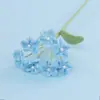 Adorable ramo de nomeolvides de perlas de lana tejido a mano con 4 ramas de flores de simulación de gypsophila de 7 cabezas para puesto en vivo.