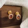 Pendientes de Clip con Borla de Zirconia Estilo Retro de Lujo Ligero Francés para Bobina de Mosquito, Elegantes Pendientes Versátiles de Moda Estilo Palacio para Mujeres