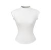 Camiseta Feminina de Verão Manga Curta Gola Meia-alta Estilo Retro Doce e Picante Slim Fit Emagrecedor Moda Ocidental Versátil Top Curto