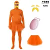 Disfraz de cosplay de la historia de Old Ras, atuendo para actuación escénica de Halloween, fiesta, mono naranja y set de barba postiza
