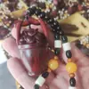 Adorno Colgante Pixiu Tallado a Mano de Sándalo Morado, Decoración Artesanal de Olla de Mano Yiming Xianyuan