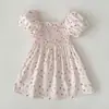 Ropa Infantil Coreana Vestidos para Niñas Estilo Primavera/Verano Floral Francés Manga Abullonada Vestido de Princesa Oferta Especial Estilo Bienestar