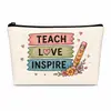 Regalo para Maestro Regalo para Maestro Neceser Lino Imitación Bolsa de Almacenamiento Vida de Maestro Bolsa con Cremallera para Papelería