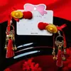 Horquilla Roja de Año Nuevo Estilo Chino para Niños, Adorno para el Cabello de Año Nuevo para Niñas, Accesorios para el Cabello Hanfu Estilo Antiguo, Horquilla con Borla para Niñas Pequeñas
