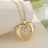Aogu Moda Transfronteriza Lujo Accesible Chapado en Oro de 18K Colgante de Corazón con Circonita Collar para Mujer Nicho Gama Alta Retro Cadena para Clavícula