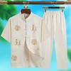 Traje Tang de verano para hombres de mediana edad y ancianos, traje de papá, traje de abuelo, ropa de estilo chino para ancianos, Hanfu