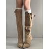 Botas Largas Adelgazantes para Pantorrilla Ancha para Mujer, Nuevo Estilo Otoño e Invierno 2026, Puntera Puntiaguda Retro, Tacón Grueso, Botas Vaqueras de Caña Alta
