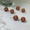 Pendientes de Nudo de Corazón Borgoña con un Toque de Lujo Ligero y Gama Alta, Pendientes Más Vendidos para el Año Nuevo 2026, Pendientes Elegantes de Esmalte para Mujer de Otoño e Invierno
