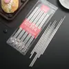 304 Cuadrados No Magnéticos Cinco Pares de Palillos Acero Inoxidable Un Solo Par Palillos Cuadrados Completos para Niños y Adultos Engrosados 8 cm Grado Alimenticio