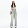 Jeans Retro Sueltos de Pierna Ancha para Mujer 2025 Nuevos de Primavera y Otoño Cintura Alta Aspecto Adelgazante Caída Recta Pantalones de Largo hasta el Suelo