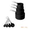 En stock juego de 8 piezas de taza medidora y cuchara medidora de acero inoxidable combinación mango de acero inoxidable con escala herramienta de cocina para hornear