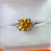 Nuevo anillo de moissanita amarilla de 5 quilates redondo color oro diamante cintura pequeña platino anillo al por mayor