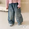 Jeans Botões Estilo Coreano para Meninas Estilo Primavera e Outono 2026 Nova Moda Infantil Calça Longa Estilosa para Menininhas Bebês