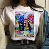 Camiseta Suelta con Cuello Redondo Estampada de Personajes de Anime Frescos para Mujer Estilo Europeo y Americano Cuello Redondo