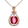 Nova Concubina Imperial Europeia e Americana Elegante Rubi Turmalina Pingente Banhado a Ouro Rosa 18K em Forma de Ovo Broca Broca Completa Pingente de Banquete