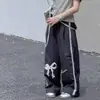 Pantalones Anchos Casuales de Tiro Alto Sueltos con Estampado de Moños de Niña Dulce y Picante, Empalme de Encaje, Transfronterizos 2026 en Stock