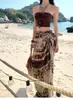 Conjunto de Roupa para Viagem Tailândia Yunnan para Mulheres: Top Tubo e Saia de Amarrar Peça Única, Conjunto de Duas Peças para Férias na Praia