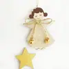 Pingente de Menina Placa de Paulownia Série de Natal Pingente Decorativo de Madeira de Menina Acessórios de Artesanato para Decoração de Natal