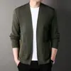 Chaqueta Cardigan de Punto Hueco Nueva Otoño 2025 para Hombre, Suéter de Manga Larga de Color Sólido a la Moda Estilo Coreano para Hombre