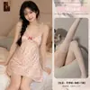 Diyi Miao Si Lencería Sexy Francés Romántico Seda de Hielo Bata Rosa Corazón Romántico Encaje con Tirantes Vestido A622