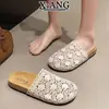 Zapatillas de Casa de Encaje Hueco Tejidas a Mano Estilo Francés para Mujer, Calzado de Verano para Exterior, Sandalias Estilo Birkenstock con Suela de Corcho