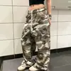 Calça Cargo Camuflada Tendência Hip-Hop High Street com Cordão e Cintura Elástica para Homens e Mulheres, Calças Largas Soltas Primavera/Verão 2026