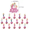 Decoração Original Festa Temática Barbie Feliz Aniversário Bandeira Rosa Balão Enfeite de Bolo Conjunto Pendente