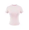 25 Verão Novo Feminino Spice Girls Cor Sólida Kardashian Mesmo Estilo Gola Redonda Slim Fit Camiseta Base Curta Manga Curta Básica