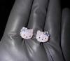 Nuevos pendientes personalizados de gato rosa de dibujos animados con diamantes para mujer, bonitos, brillantes, únicos, elegantes y combinables.