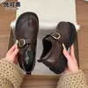Mocasines de Cuero Genuino Estilo Británico Suela Gruesa para Mujer 2026 Otoño/Invierno Nuevo Estilo Hebilla Zapatos Individuales Versátiles Estilo Universitario Zapatos Pequeños de Cuero