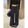Calça Casual Larga com Cordão e Perna Larga Plus Size para Mulheres, Outono 2026 Cintura Alta Larga Fluida Casual Reta