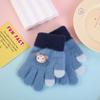 Guantes de Invierno para Niños Pequeños de 2 a 5 Años Cálidos Dibujos Animados Mono Lindo Oso Etiquetado Guantes de Punto de Terciopelo para Bebé
