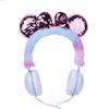 Auriculares de peluche con lazo y orejas de oso brillantes, de suministro directo de fábrica, para niños, con animación de dibujos animados
