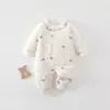 Macacão para recém-nascido para outono e inverno, macacão de bebê 100% algodão, acolchoado de 40g, roupa sem costura, macacão de bebê para primavera e outono