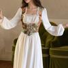 Vestido Longo de Manga Longa Estilo Artístico Retro Estilo Novo de Primavera Europeu e Americano Costurado Falso Duas Peças Pg5512