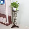 Soporte de Madera Blanco Estilo Chino de una Sola Planta Colgante para Plantas Verdes, Estante de Balcón de Hierro Forjado de una Sola Capa de Pie