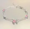 Pulsera de Zirconia Estilo Dulce Flor de Cerezo Rosa Variada Impresión KINOMOTO SAKURA Mismo Estilo Estilo de Niña Regalo para Novia
