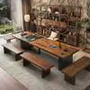 Mesa de té de oficina 2026 nuevo modelo madera de nogal de alta gama mesa de té de madera maciza, mesa de té moderna de lujo ligero de alta gama