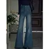 Calça Jeans Flare Soltinha para Mulheres, Novo Estilo Primavera, Tamanho Grande, Valoriza o Corpo, Calça de Perna Larga Elástica para Corpo em Formato de Pera