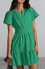 2024 Europeo y Americano Comercio Exterior Transfronterizo Ropa de Mujer Amazon Cuello en V Forma A Hueco Encaje Plisado Manga Corta Vestido Mini