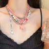 Collar de caramelo arcoíris de dopamina para mujer, moderno, dulce, combinable, colorido, con cuentas, estrella, cadena para clavícula, cadena para el cuello de novia.