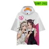 FONTE Fornecimento de verão mulheres simples encapuzado top brilhante noite senhora encapuzado camiseta feminina manga curta