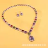 Comercio Exterior Collar de Piedras Preciosas Arcoíris Palacio Romano Chapado en Oro de 18K Púrpura Iris Zirconita Juego de Collar Pulsera Anillo