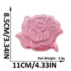 Patch de Bordado de Flor Rosa com Glitter Novo Estilo Patch Floral com Adesivo Termocolante para Decoração de Jaquetas, Sapatos e Malas
